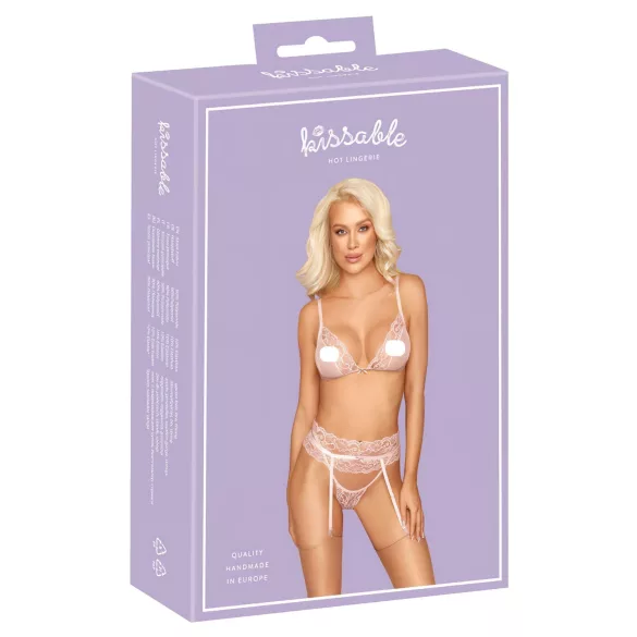 Kissable - lingerie set - kanten details - roze - L/XL