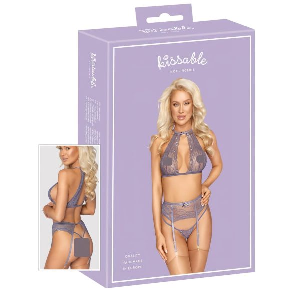 Kissbaar - kanten setje (paars) - L/XL