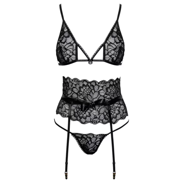 Kissable - kusbare beha set met tailleband (zwart) - L/XL
