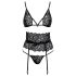 Kissable - verleidelijk bh-set met tailleband (zwart) - L/XL