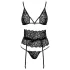 Kissable - kusbare beha set met tailleband (zwart) - L/XL