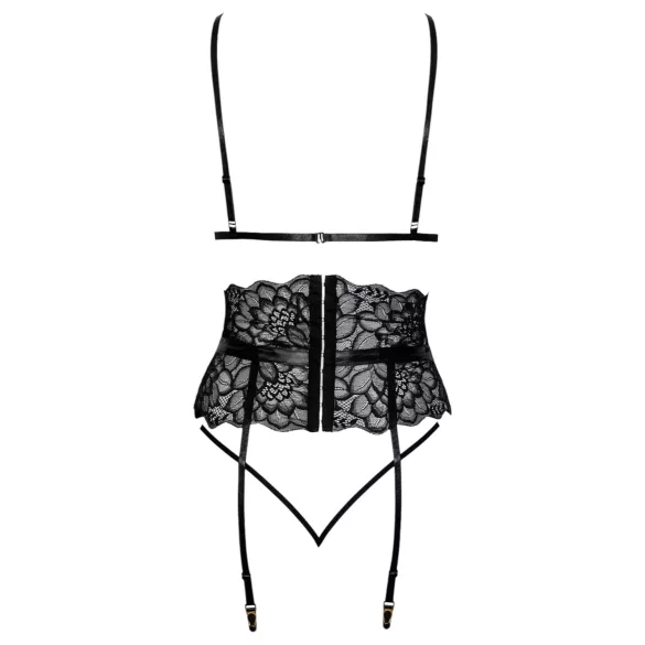 Kissable - kusbare beha set met tailleband (zwart) - L/XL