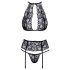 Kissbare set: halsband & kant BH (zwart) - L/XL