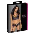 Cottelli - 3-delige kanten lingerie set (zwart-violet) - XL