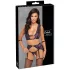 Cottelli Bondage - lingerie set en polsboeien (zwart-paars)