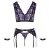 Cottelli Bondage - lingerie set en polsboeien (zwart-paars)