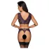 Cottelli Bondage - lingerie set en polsboeien (zwart-paars) - M