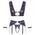 Cottelli Bondage - lingerie set en polsboeien (zwart-paars) - M