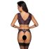 Cottelli Bondage: zwarte-paarse lingerieset met handboeien - XL