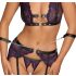 Cottelli Bondage: zwarte-paarse lingerieset met handboeien - XL