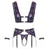 Cottelli Bondage: zwarte-paarse lingerieset met handboeien - XL