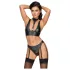 Cottelli Bondage - glanzend bh-set met boeien (zwart)