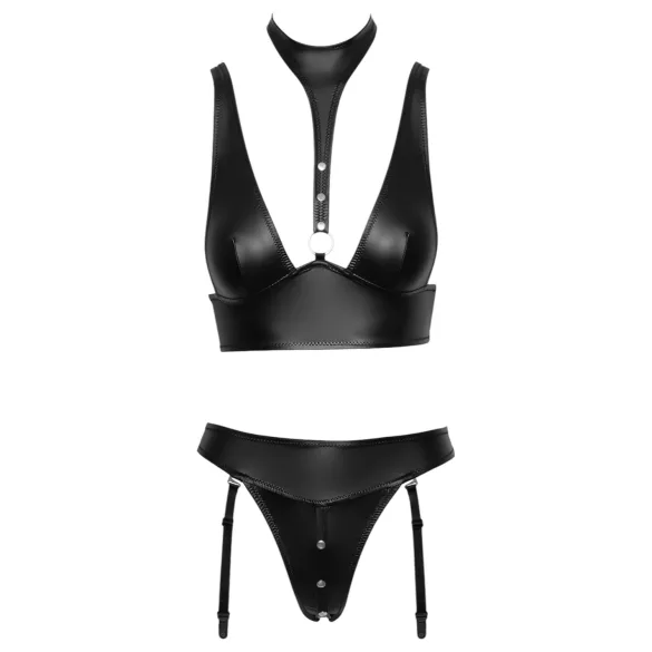 Cottelli Bondage - glanzend bh-set met boeien (zwart)