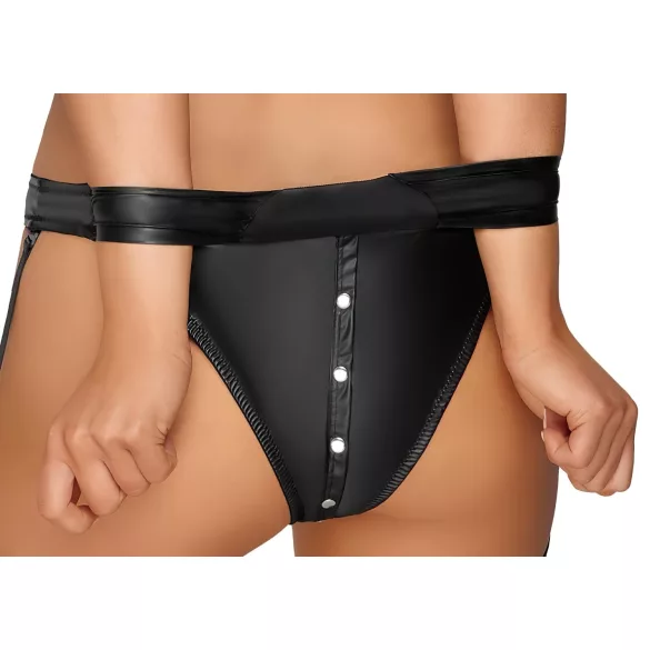 Cottelli Bondage - glanzend bh-set met boeien (zwart)