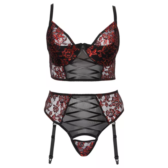 Cottelli Plus Size - verstelbare bh-set (rood) - 90C/XL