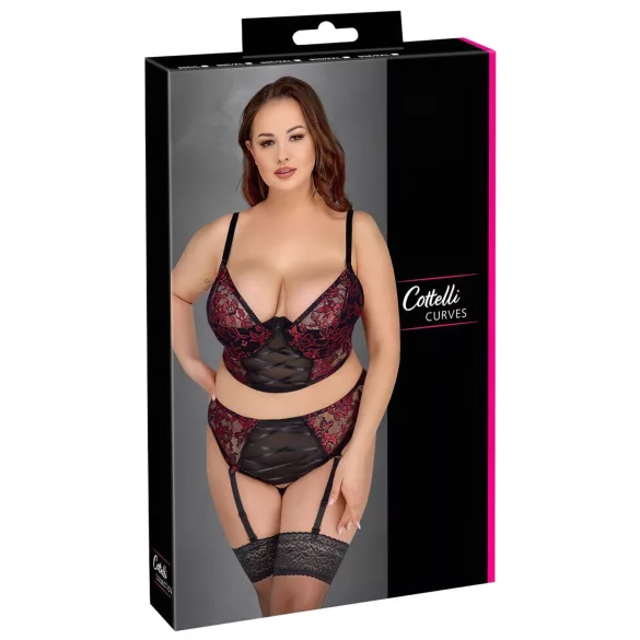 Cottelli Plus Size - verstelbare bh-set (rood) - 90C/XL