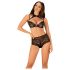 Obsessive Elizenes - transparante beha set met patroon (zwart) - L/XL