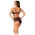 Obsessive Elizenes - transparante beha set met patroon (zwart) - L/XL