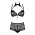 Obsessive Elizenes - transparante beha set met patroon (zwart) - L/XL