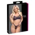 Cottelli Party - bh set met vetersluiting - zwart - 80C/M