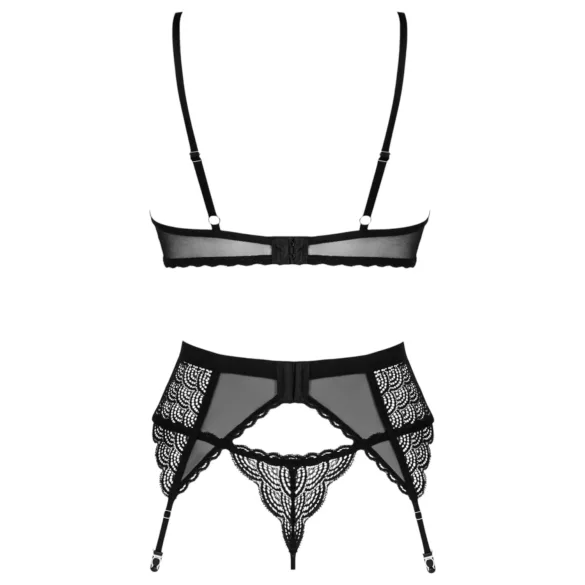Obsessive Chemeris - bh-set met jarretelles (zwart) - M/L