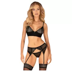 Obsessive Chemeris - bh-set met jarretelles (zwart)