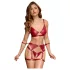 Cottelli Bondage - Glanzend BH-set & polsboeien (rood)