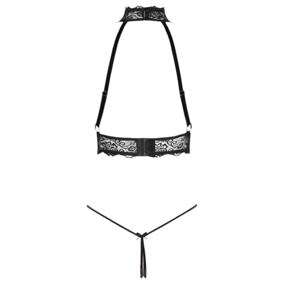 Abierta Fina - open lingerie set met kettingen - zwart