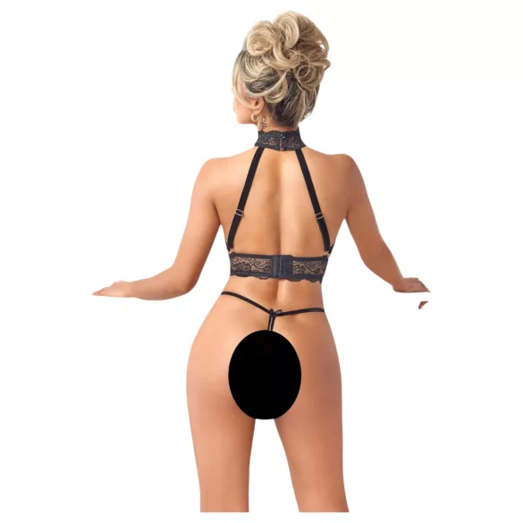 Abierta Fina - open lingerie set met kettingen - zwart