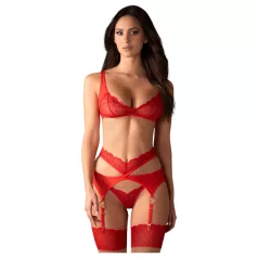 Obsessive Cupid Desir - lingerie set - kant - rood - L/XL