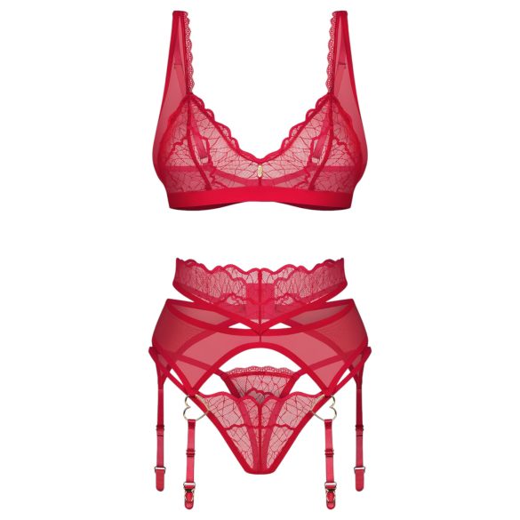 Obsessive Cupid Desir - kanten lingerieset (rood) - L/XL