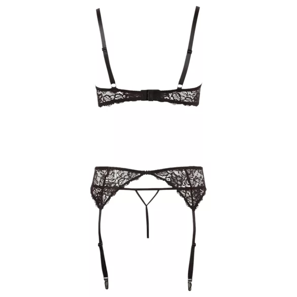 Abierta Fina - Lingerieset met kant - 3-delig - zwart - 80B/M