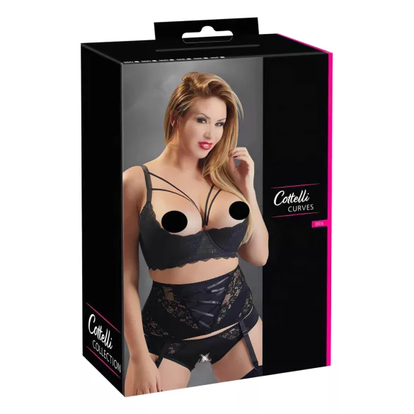Cottelli Plus Size - bh met bandjes en ringen - zwart - 90D