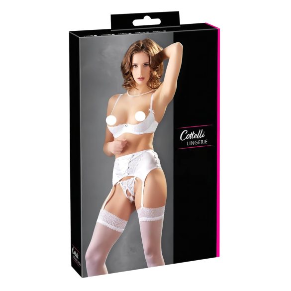 Cottelli - Lingerieset met kant en veters (wit)