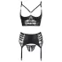 Abierta Fina - fonkelende bandjes-lingerieset met kant (zwart) - 85B/L