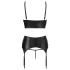 Abierta Fina - fonkelende bandjes-lingerieset met kant (zwart) - 85B/L