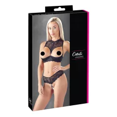 Cottelli - open bh set - transparant - zwart