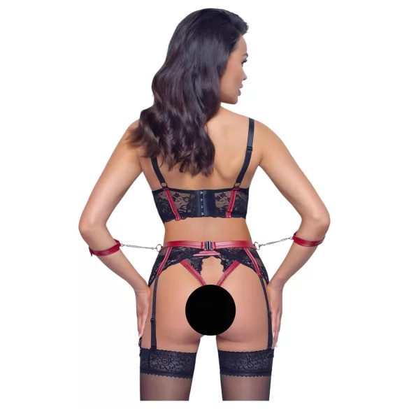 Cottelli Bondage - Bh set met kant - rood - mat