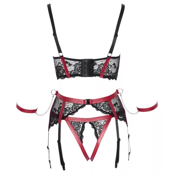 Cottelli Bondage - Bh set met kant - rood - mat