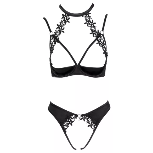 Cottelli - bh set met kant en halternek - zwart