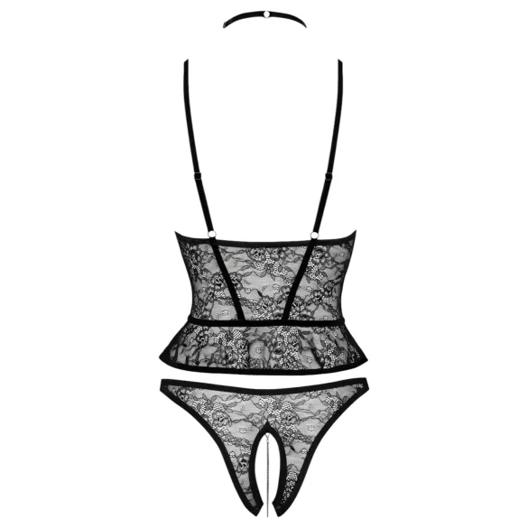 Abierta Fina - open string en korset (zwart)