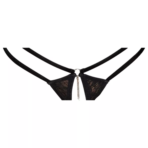 Abierta Fina - open string en korset - zwart - lingerie set - L