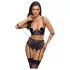 Cottelli Bondage - bh-set en armboeien (zwart-paars) - L