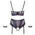 Cottelli Bondage - bh-set en armboeien (zwart-paars) - L