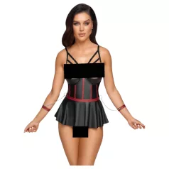   Cottelli Bondage - lingerie set met handboeien - glanzend zwart - 85B/L