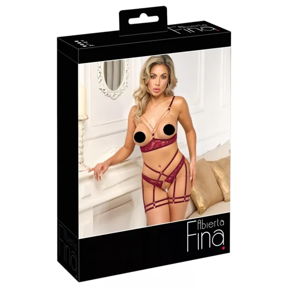 Abierta Fina - open bh set - met ketting - rood - M
