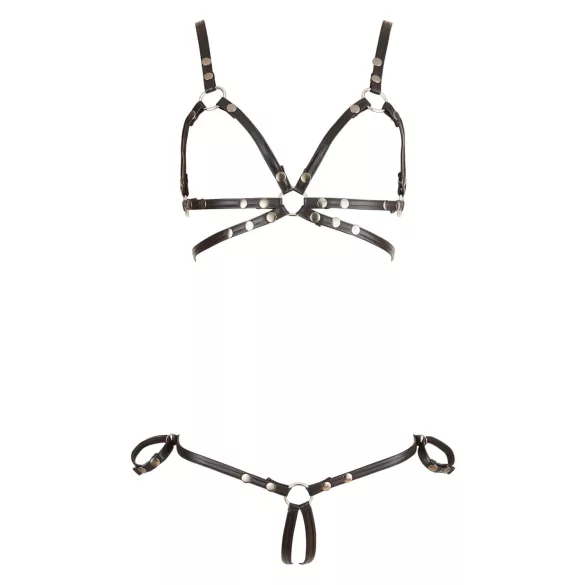 Cottelli Bondage - bodyharnas bikini - glanzend - zwart