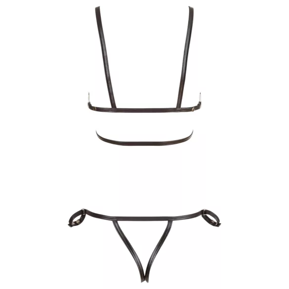 Cottelli Bondage - bodyharnas bikini - glanzend - zwart - L