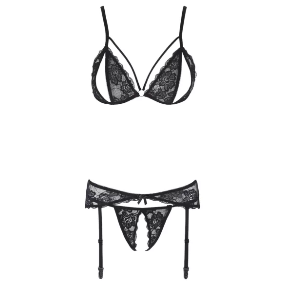 Cottelli - open lingerieset - kant - zwart - L