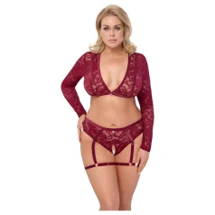 Cottelli Curves - lingerieset met lange mouwen - kant - rood